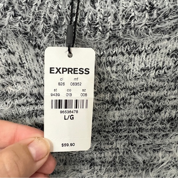 NWT Express Fuzzy Cropped Grey Sweater - Picture 6 of 8